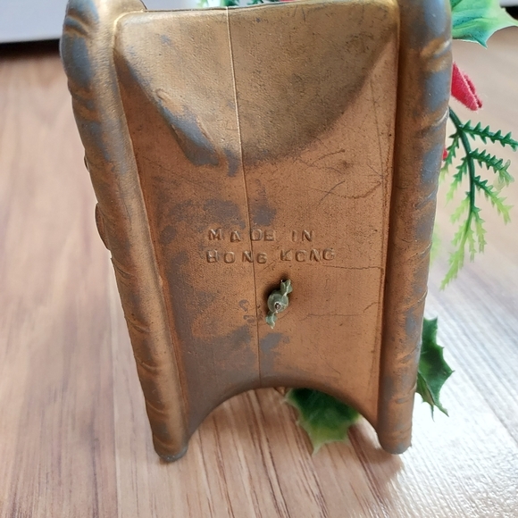 Vintage Soft Plastic Mold Christmas  Snowman On Sled Poinsettias Holly 7" READ - Picture 7 of 10